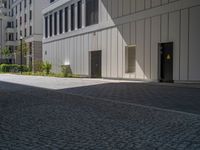 Berlin's Business District: Cobblestone Road and Modern Architecture