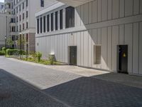 Berlin's Business District: Cobblestone Road and Modern Architecture