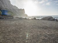 California Beach: A Coastal View of Mountains and Sand