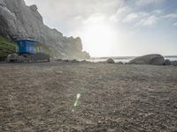 California Beach: A Coastal View of Mountains and Sand