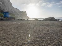 California Beach: A Coastal View of Mountains and Sand