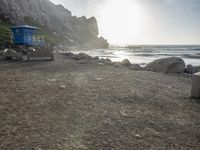 California Beach: A Coastal View of Mountains and Sand