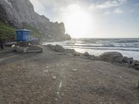 California Beach: A Coastal View of Mountains and Sand