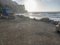 California Beach: A Coastal View of Mountains and Sand