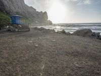 California Beach: A Coastal View of Mountains and Sand