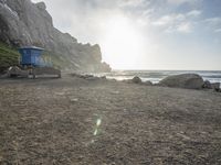 California Beach: A Coastal View of Mountains and Sand