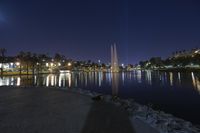 California Cityscape: A Night View by the Lake