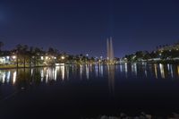 California Cityscape: A Night View by the Lake