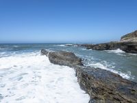 California Coastal Beach: Clear Sky and Sandy Shoreline