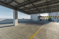 the car park has its roof partially open, as seen in this photograph by a man