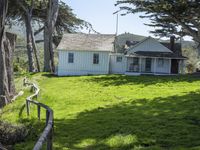 California countryside house with green lawn and open space