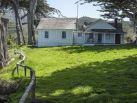 California countryside house with green lawn and open space