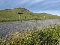 California Countryside Road with Lush Landscape and Blue Sky