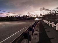 California at Dawn: Architecture and Road with Trees