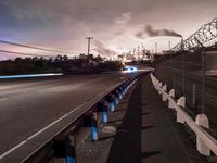 California at Dawn: Architecture and Road with Trees