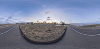 360 - ball shot of a wide open road showing the curve to the left and right