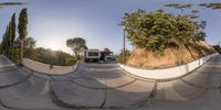 a skateboarder riding up and down a cement ramp in the air with his board