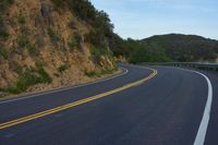 California Dawn: Scenic Road with Curves and Mountain Landscape