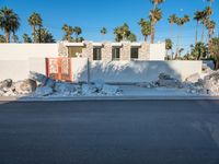 California Dawn View: Residential Villa Surrounded by Palm Trees