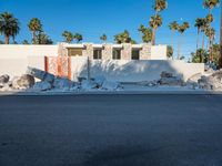 California Dawn View: Residential Villa Surrounded by Palm Trees