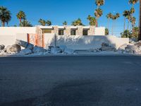 California Dawn View: Residential Villa Surrounded by Palm Trees