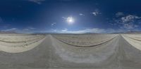 this is an image of the desert in 360 - view lens taken using a fish eye lens