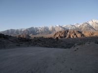 California Desert Dawn: Gravel Tracks and Clear Skies