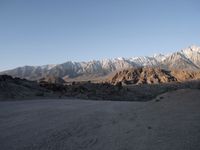 California Desert Dawn: Gravel Tracks and Clear Skies