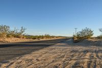 California Desert Road Landscape with Clear Sky