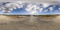 a view from a fish eye lens looking at an empty street on the other side