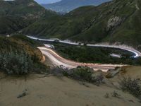 California Mountain Pass Night Aerial View 001