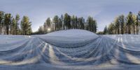 there is a long thin fence that covers some skiis in the snow on the slope