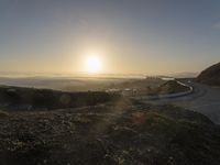 California Mountain Road: Dawn Light Illuminating the Landscape