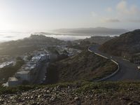 California Mountain Road: Dawn Light Illuminating the Landscape