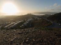 California Mountain Road: Dawn Light Illuminating the Landscape