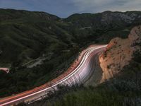 California Mountain Road Night Aerial View