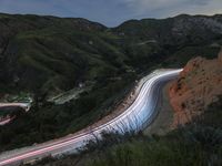 California Mountain Road Night Aerial View