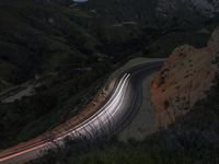 California Mountain Road Night Aerial View