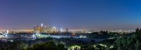 a view of the city from above the hill at night in los angeles, california