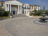 California Suburban Villa with Cobblestone Walkway