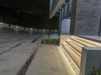 California Urban Villa at Night with Concrete Building