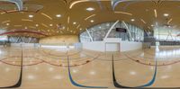 the skatepark is lined up with lines of different colors and shapes, all in a spherical arrangement