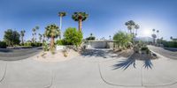 this is a fisheye lens looking at the house in palm valley, california, usa