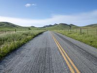 Straight Road Through Lush Green Fields in California, USA