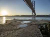 Calm Ocean Shore at Sunrise in Portugal, Lisbon