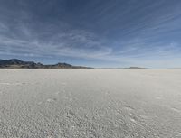 Calm Salt Lake in Utah: Contrails Across the Sky