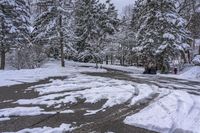 Canada Lake and Residential House on a Snow-Covered Road