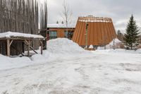 the man is going through the snow to cross the path outside his house, and to enter the cabin and to his side