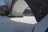 Canada Winter Scene: Frozen Lake and Bridge 001