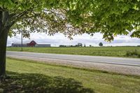 Rural landscape in Ontario, Canada with a road and architecture